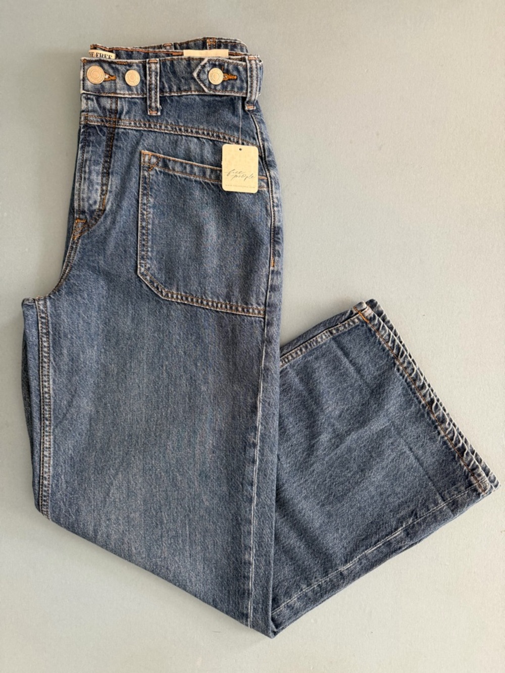 NWT Free People We The Free Palmer Tunnel Vision Baggy Relaxed Cuffed Jeans - Picture 5 of 6